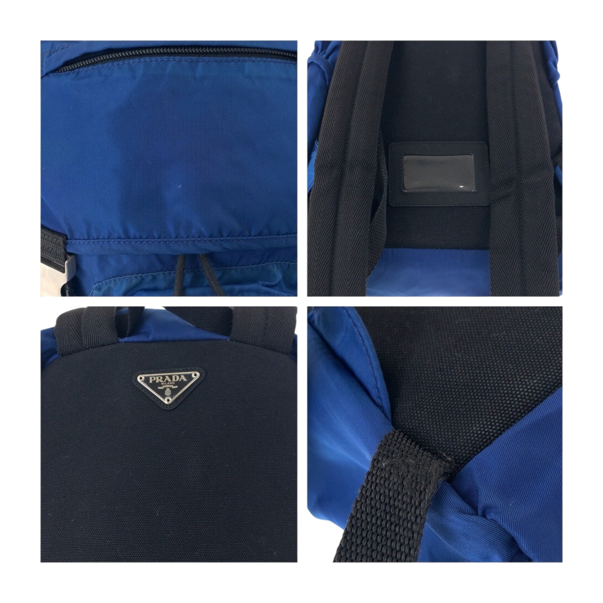 19915
PRADA プラダ テスート 三角ロゴプレート ブルー シルバー金具 ナイロン リュックサック バックパック レディース AB38
