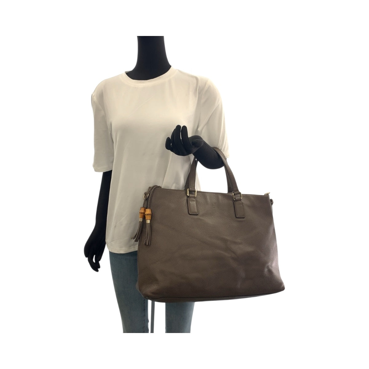 19921
GUCCI グッチ バンブー ブラウン ゴールド金具 レザー 365345 トートバッグ ショルダーバッグ レディース ABP55