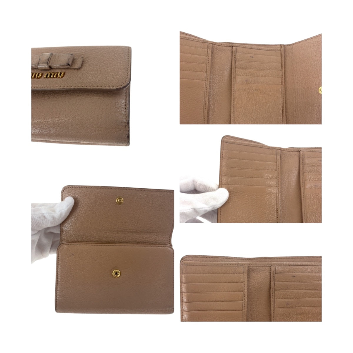 19924
MIUMIU ミュウミュウ リボン ピンク ゴールド金具 レザー 折財布 コンパクトウォレット レディース AB10