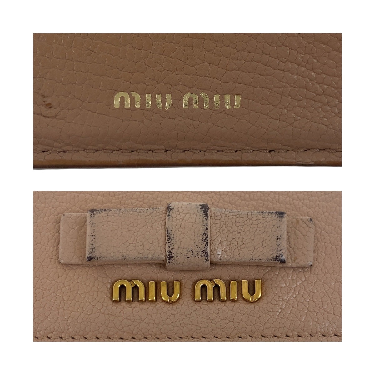 19924
MIUMIU ミュウミュウ リボン ピンク ゴールド金具 レザー 折財布 コンパクトウォレット レディース AB10