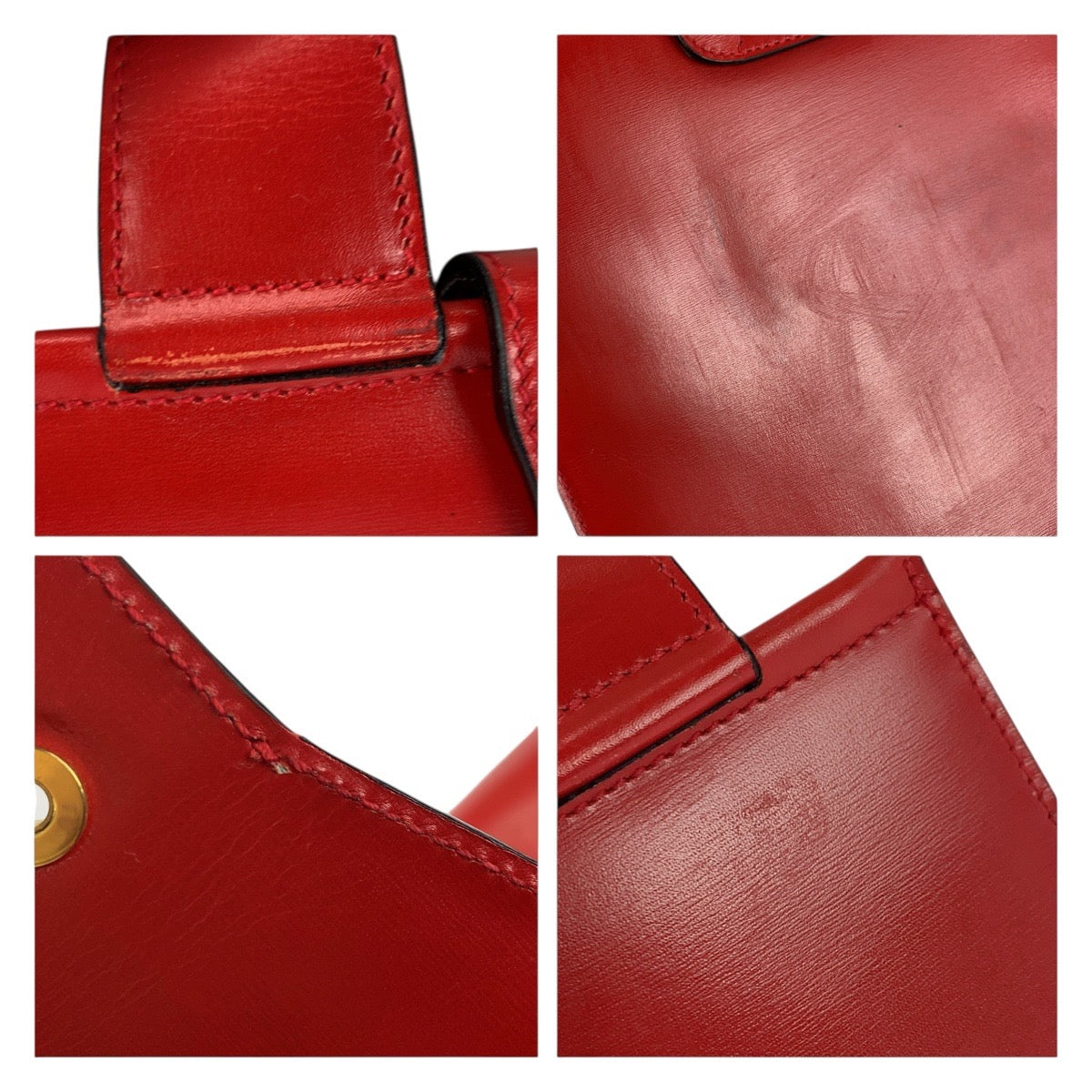 19926
CELINE セリーヌ ヴィンテージ ホースキャリッジ 馬車 レッド ゴールド金具 レザー 7/02 ハンドバッグ レディース ABP69
