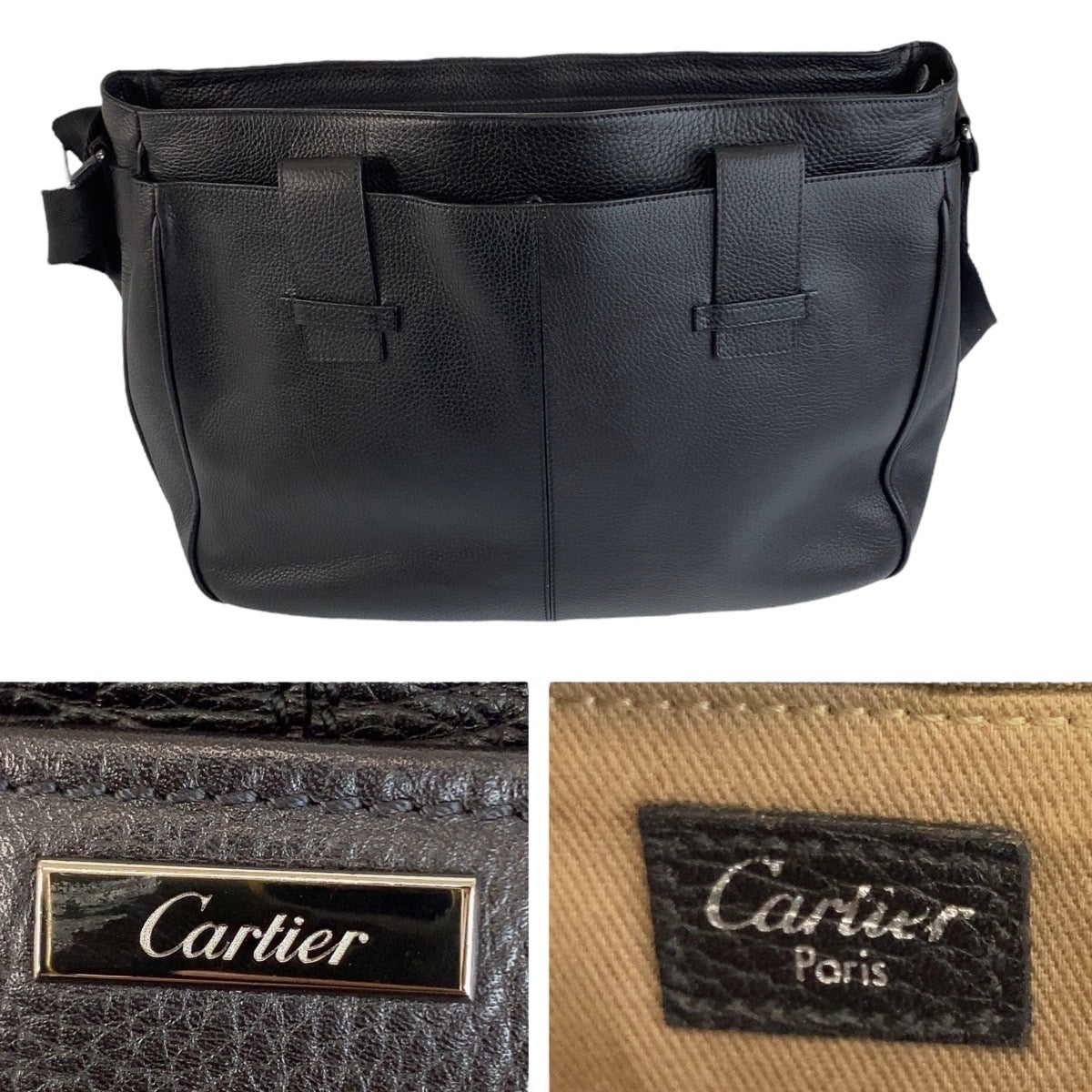 19927
CARTIER カルティエ マルチェロ ダークブラウン シルバー金具 レザー ショルダーバッグ メッセンジャーバッグ メンズ ABP62