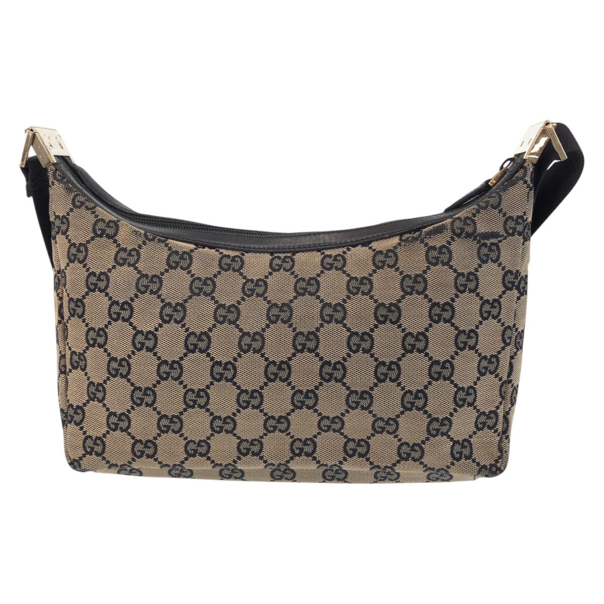 19932
GUCCI グッチ ベージュ ブラック 黒 ゴールド金具 GGキャンバス 019 0433 ショルダーバッグ ポシェット レディース AB28