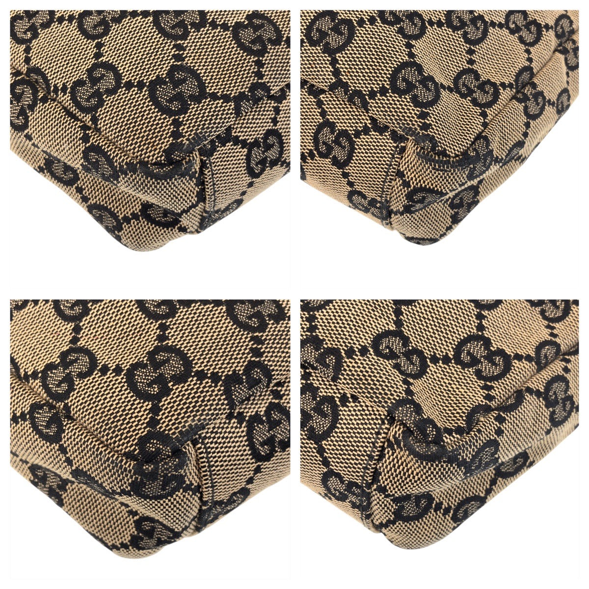 19932
GUCCI グッチ ベージュ ブラック 黒 ゴールド金具 GGキャンバス 019 0433 ショルダーバッグ ポシェット レディース AB28