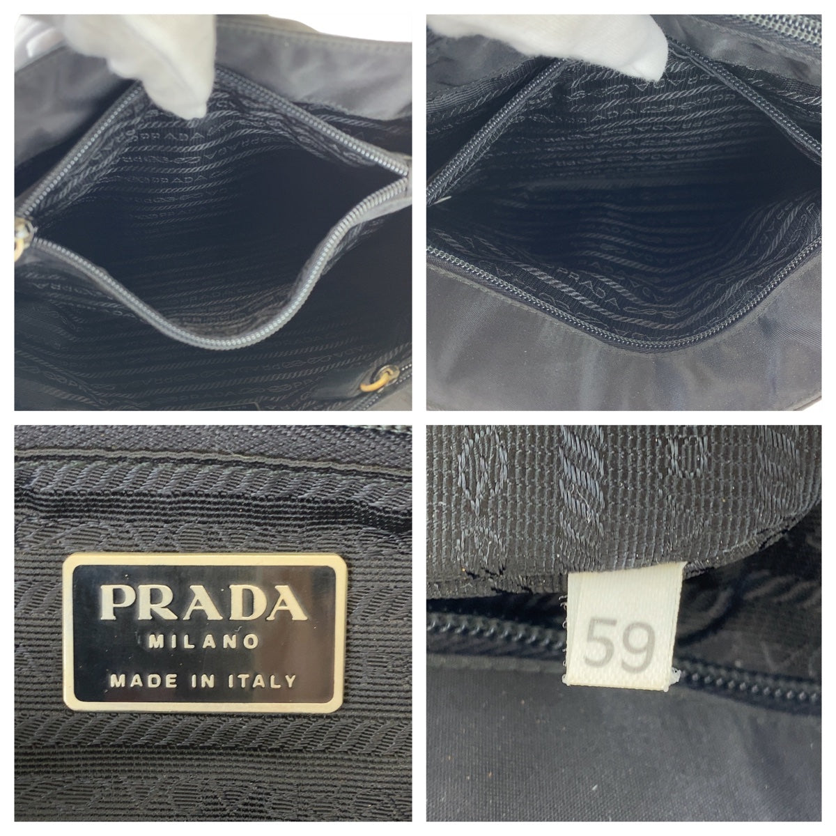 19936
PRADA プラダ テスート 三角ロゴプレート ブラック 黒 シルバー金具 ナイロン トートバッグ ショルダーバッグ  レディース ABP