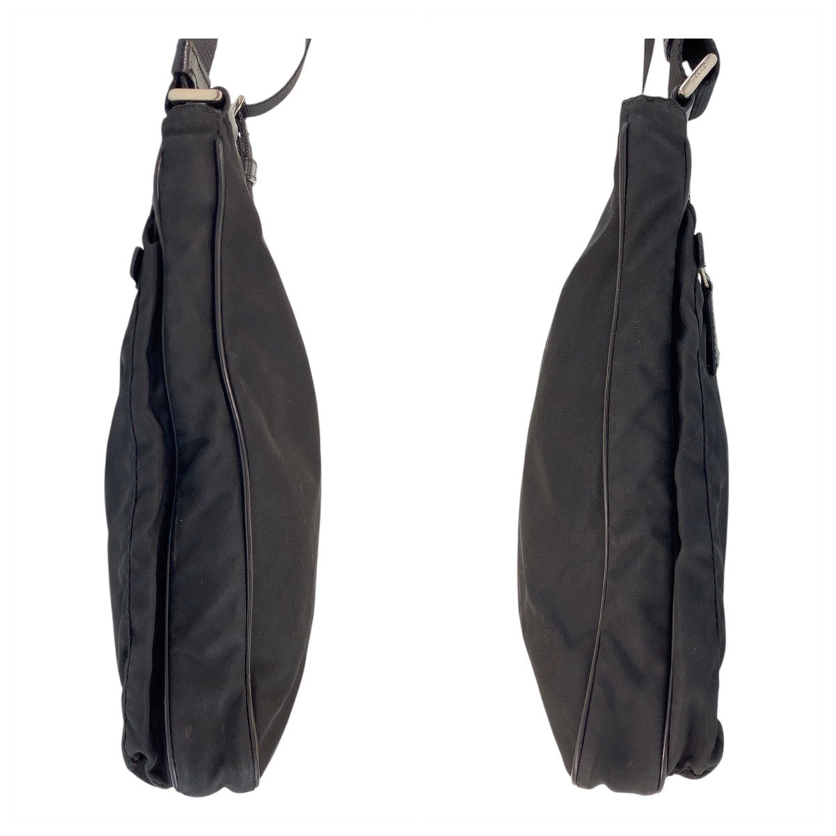 19937
PRADA Tessuto Triangle Logo Plate Black Silver Hardware Nylon Shoulder Bag Messenger Bag Ladies AB