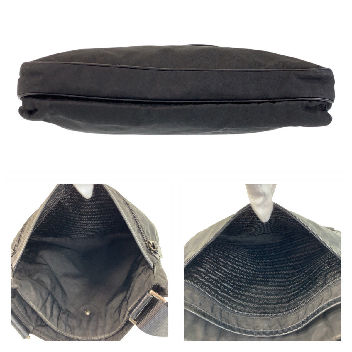 19937
PRADA Tessuto Triangle Logo Plate Black Silver Hardware Nylon Shoulder Bag Messenger Bag Ladies AB