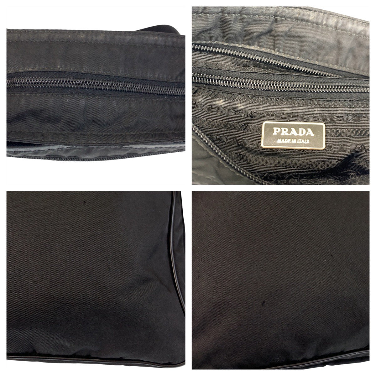 19937
PRADA Tessuto Triangle Logo Plate Black Silver Hardware Nylon Shoulder Bag Messenger Bag Ladies AB