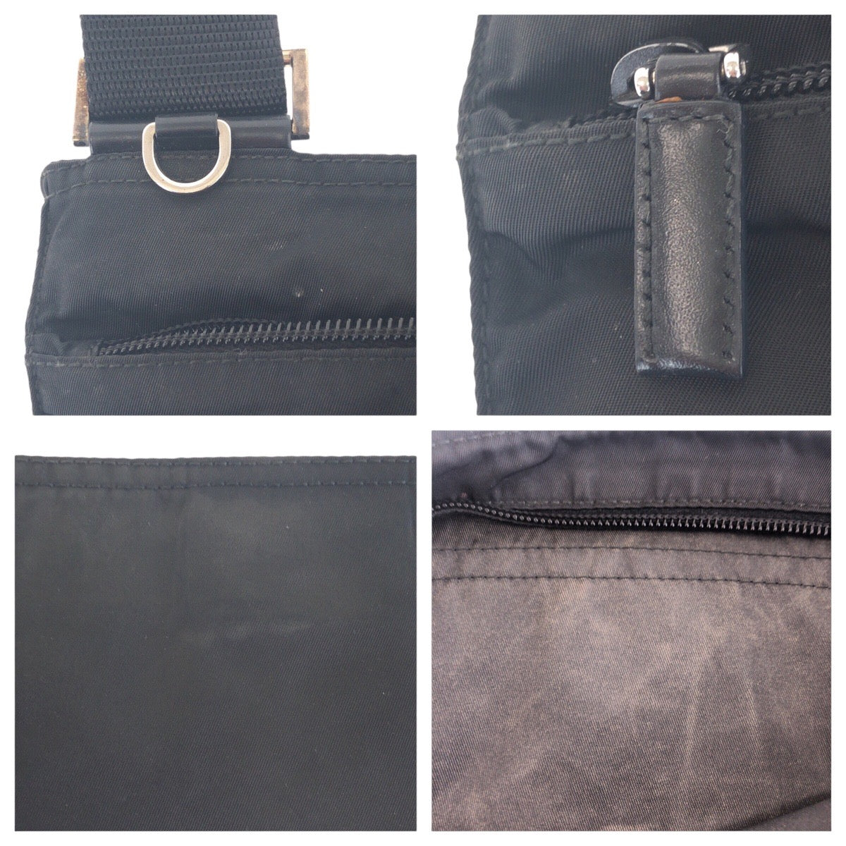 19939
PRADA プラダ テスート 三角ロゴプレート ブラック 黒 シルバー金具 ナイロン ショルダーバッグ 男女兼用  レディース AB