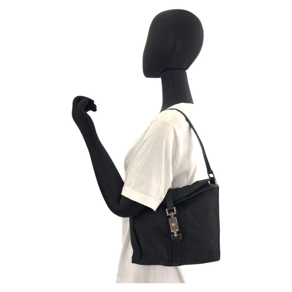 19940
GUCCI グッチ ジャッキー ブラック 黒 GGキャンバス / レザー 001 3734 ショルダーバッグ レディース ABP30