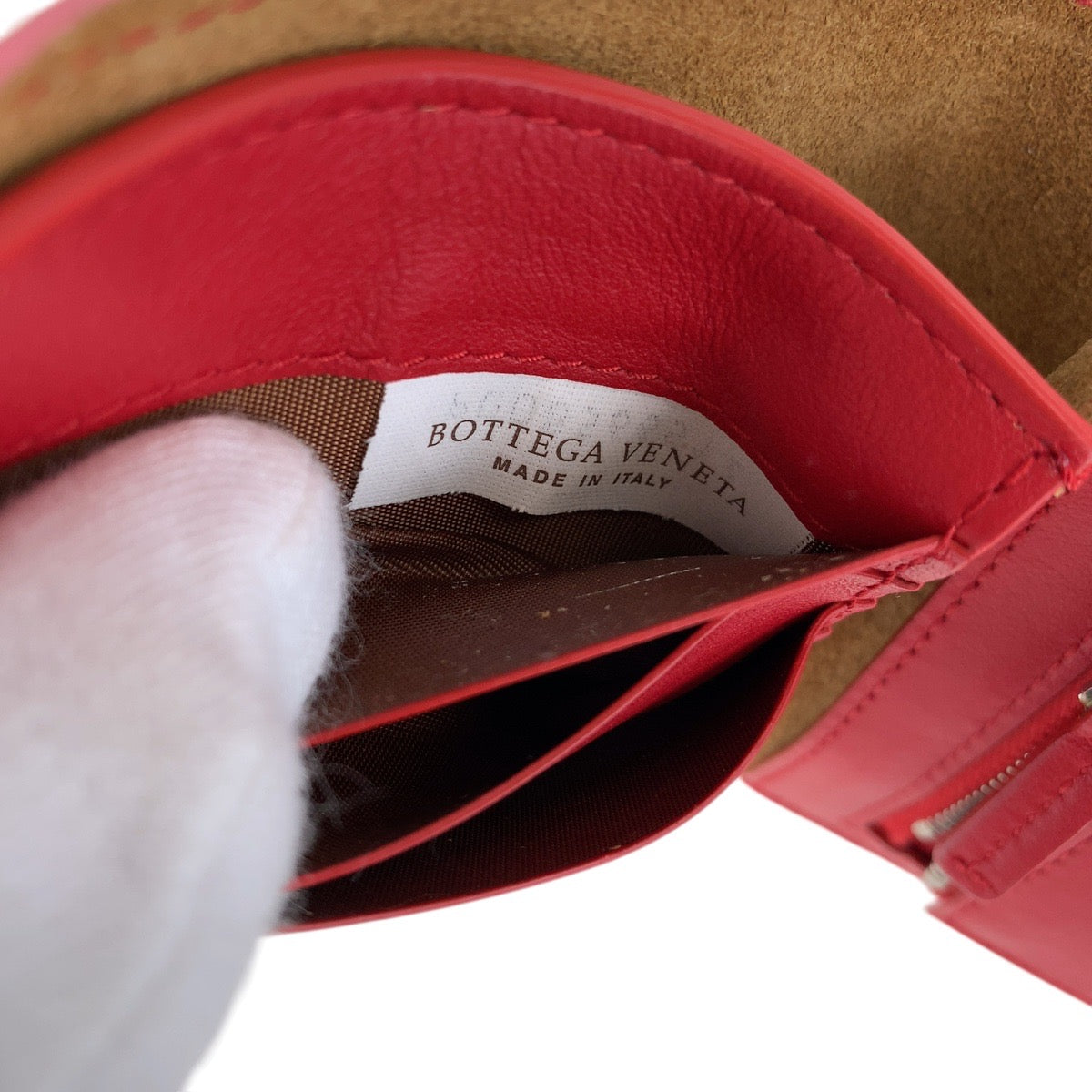 19941
BOTTEGAVENETA ボッテガヴェネタ イントレチャート ピンク レッド シルバー金具 レザー 折財布 コンパクトウォレット  レディース ABP