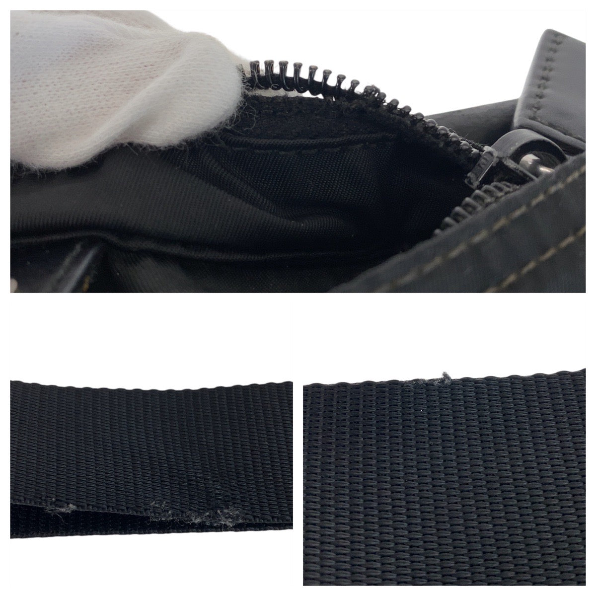 19943
PRADA プラダ テスート 三角ロゴプレート ブラック 黒 シルバー金具 ナイロン ショルダーバッグ ポシェット  メンズ B