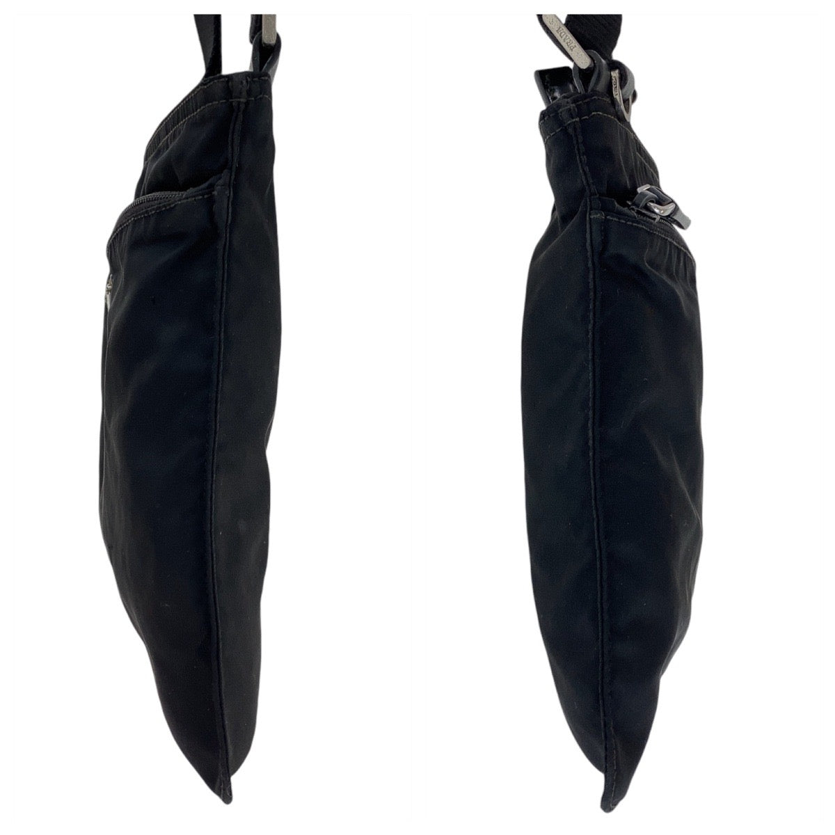 19943
PRADA プラダ テスート 三角ロゴプレート ブラック 黒 シルバー金具 ナイロン ショルダーバッグ ポシェット  メンズ B