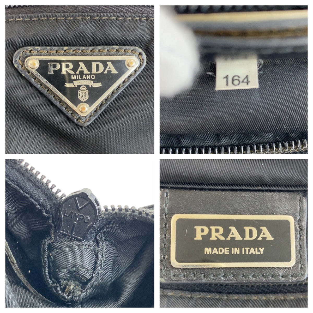 19943
PRADA プラダ テスート 三角ロゴプレート ブラック 黒 シルバー金具 ナイロン ショルダーバッグ ポシェット  メンズ B