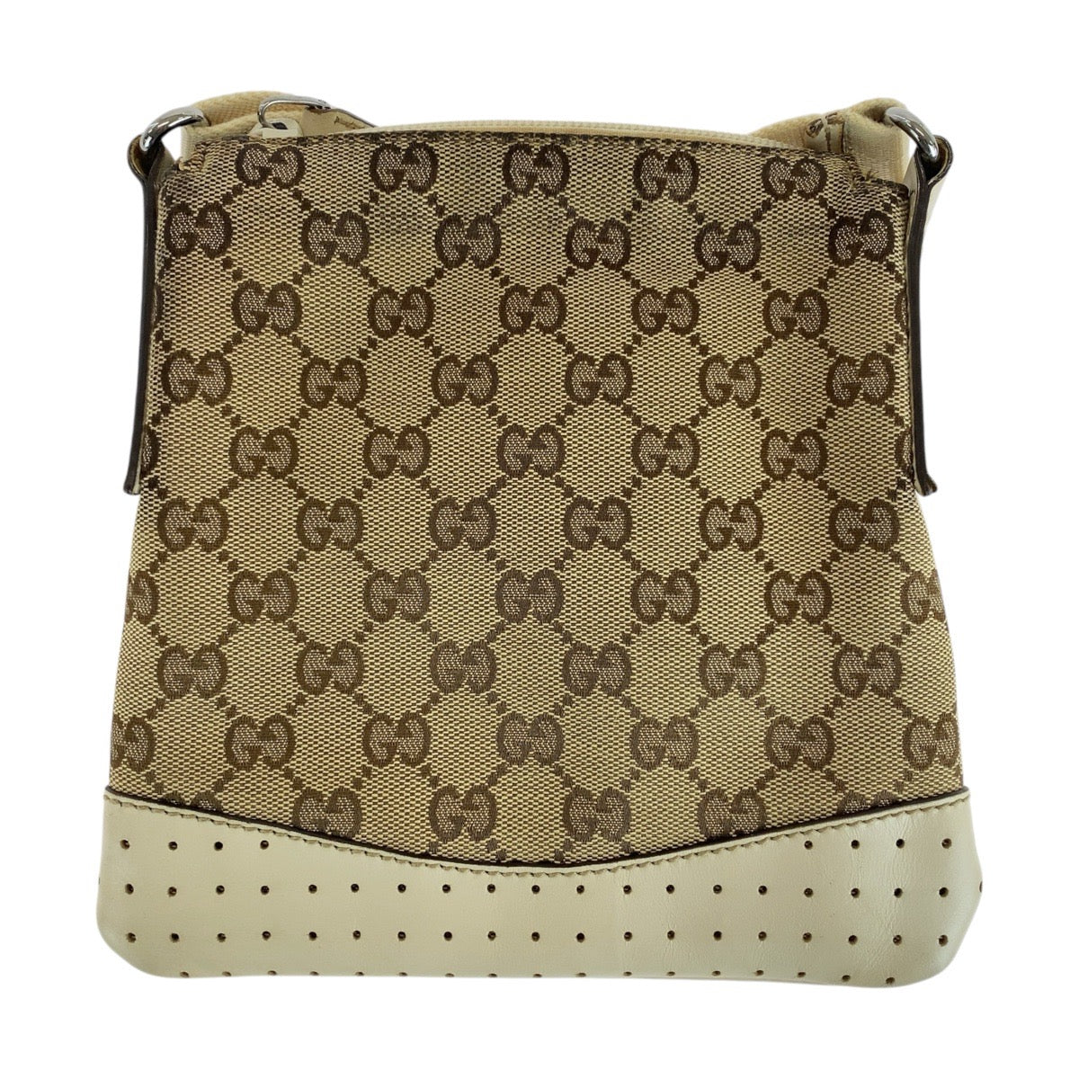 19944
GUCCI グッチ ブラウン アイボリー シルバー金具 GGキャンバス / レザー 147671 ショルダーバッグ ポシェット レディース AB