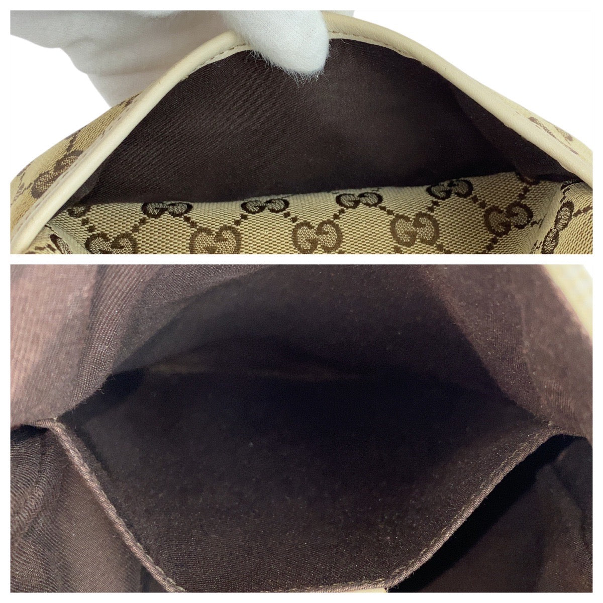 19944
GUCCI グッチ ブラウン アイボリー シルバー金具 GGキャンバス / レザー 147671 ショルダーバッグ ポシェット レディース AB