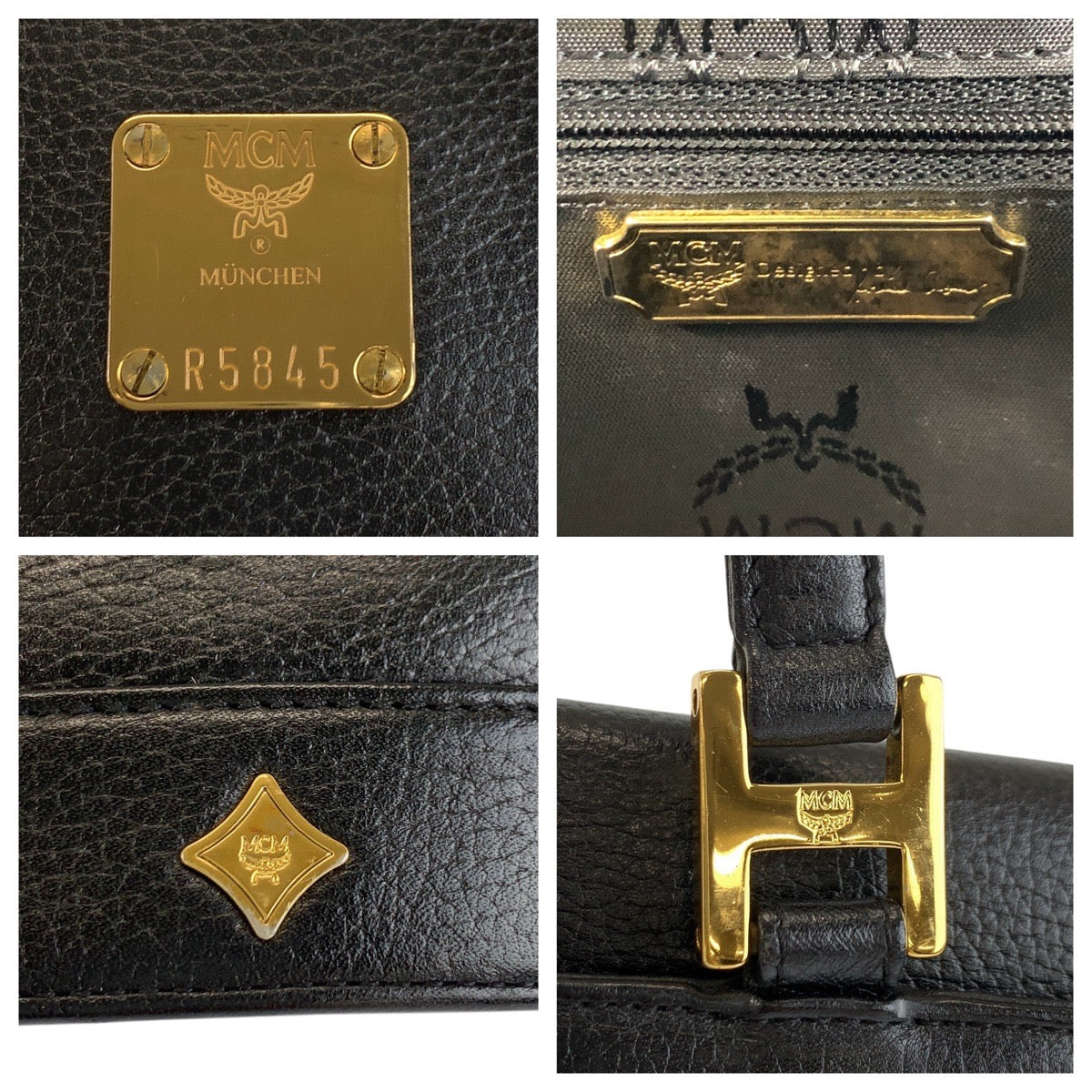 19948
MCM エム シー エム ブラック 黒 ゴールド金具 レザー ハンドバッグ レディース ABP