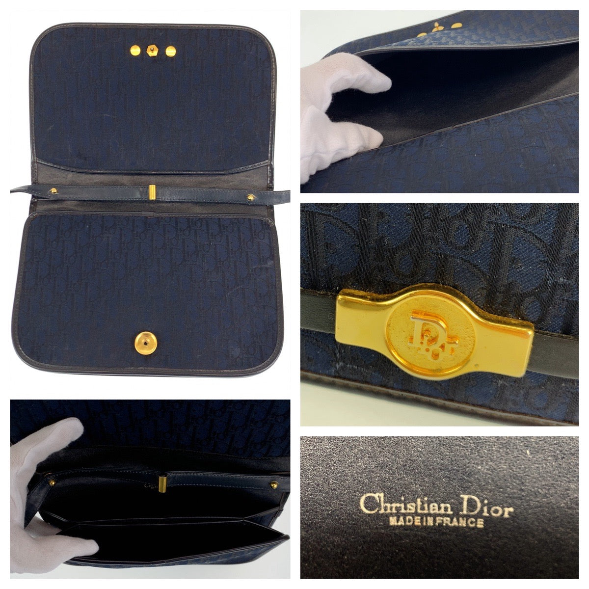 19952
Dior ディオール ヴィンテージ トロッター ネイビー ゴールド金具 キャンバス / レザー 斜め掛け ショルダーバッグ レディース AB42