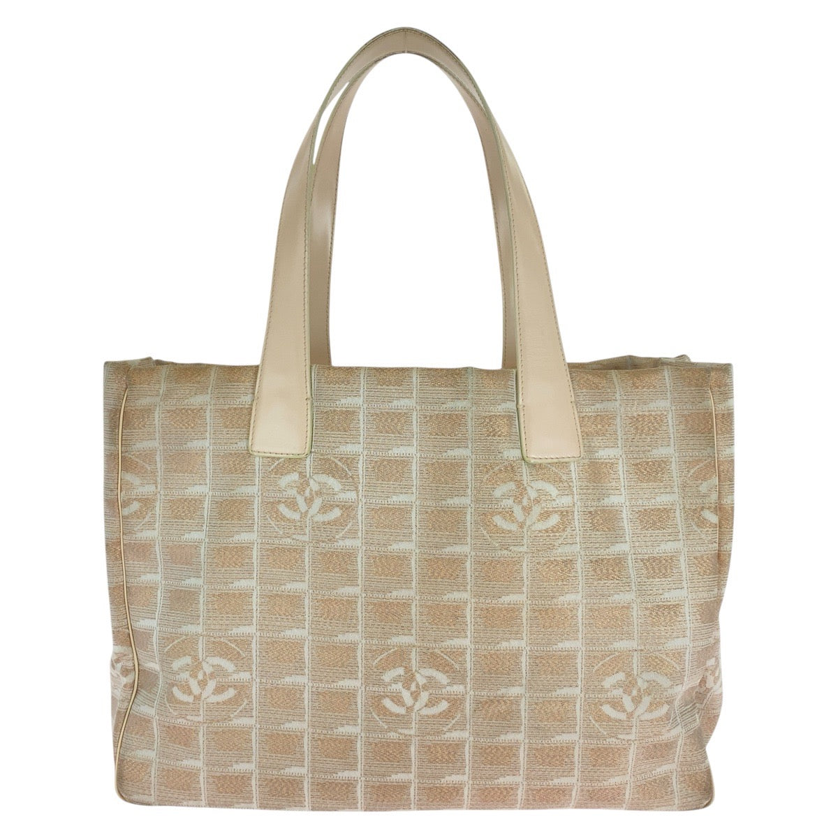 19954
CHANEL シャネル ニュートラベルライン ココマーク ピンクベージュ シルバー金具 キャンバス / レザー トートバッグ ハンドバッグ レディース AB