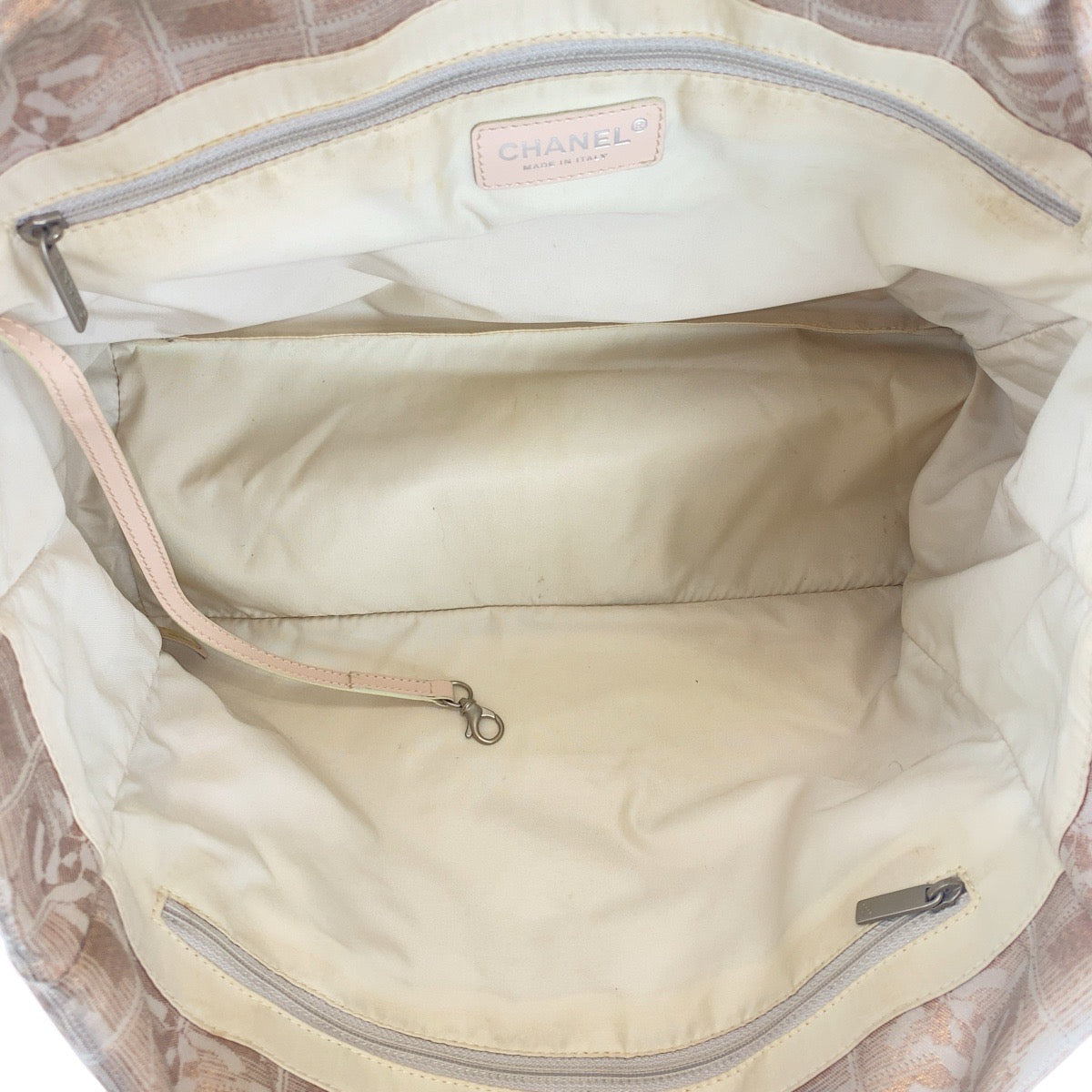 19954
CHANEL シャネル ニュートラベルライン ココマーク ピンクベージュ シルバー金具 キャンバス / レザー トートバッグ ハンドバッグ レディース AB