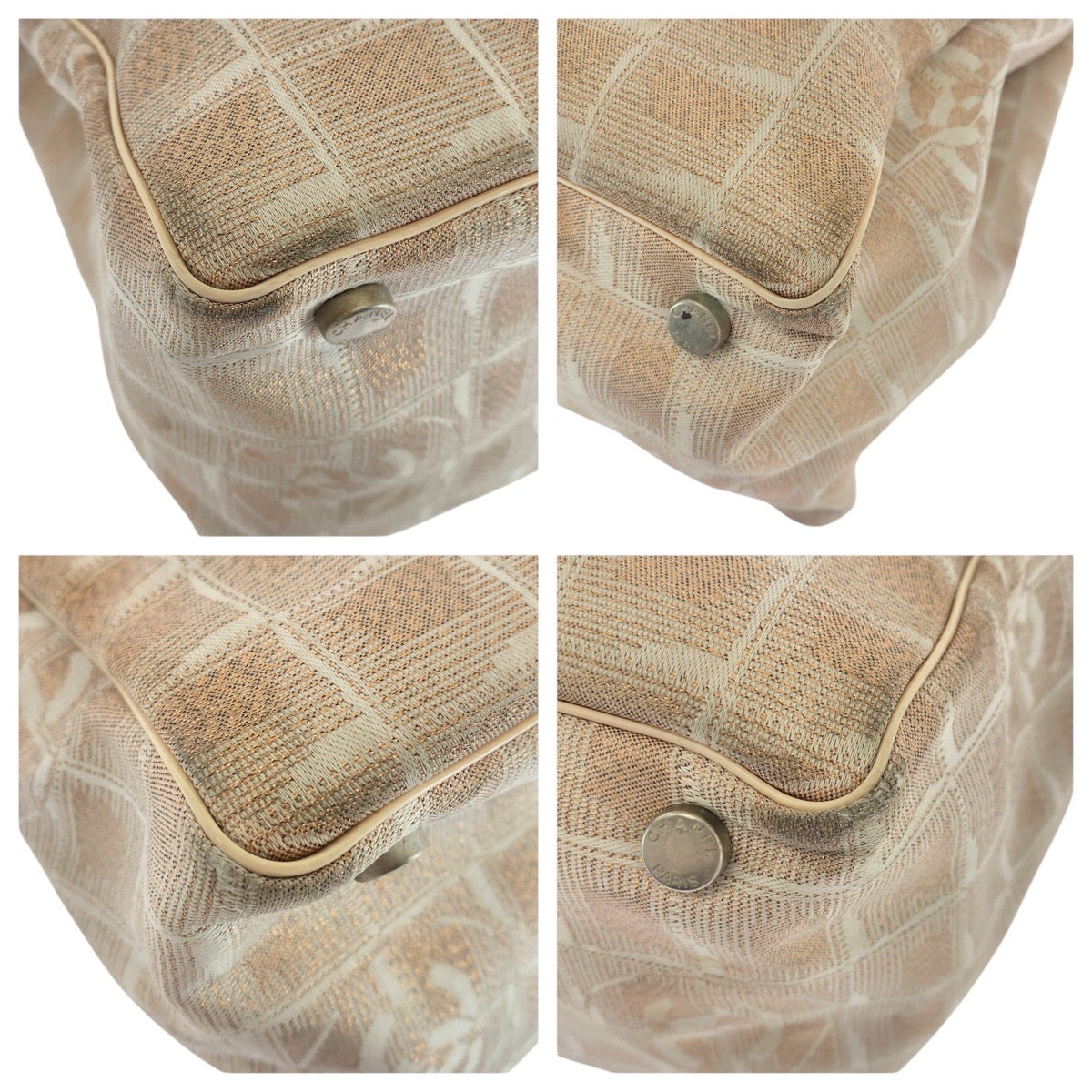 19954
CHANEL シャネル ニュートラベルライン ココマーク ピンクベージュ シルバー金具 キャンバス / レザー トートバッグ ハンドバッグ レディース AB