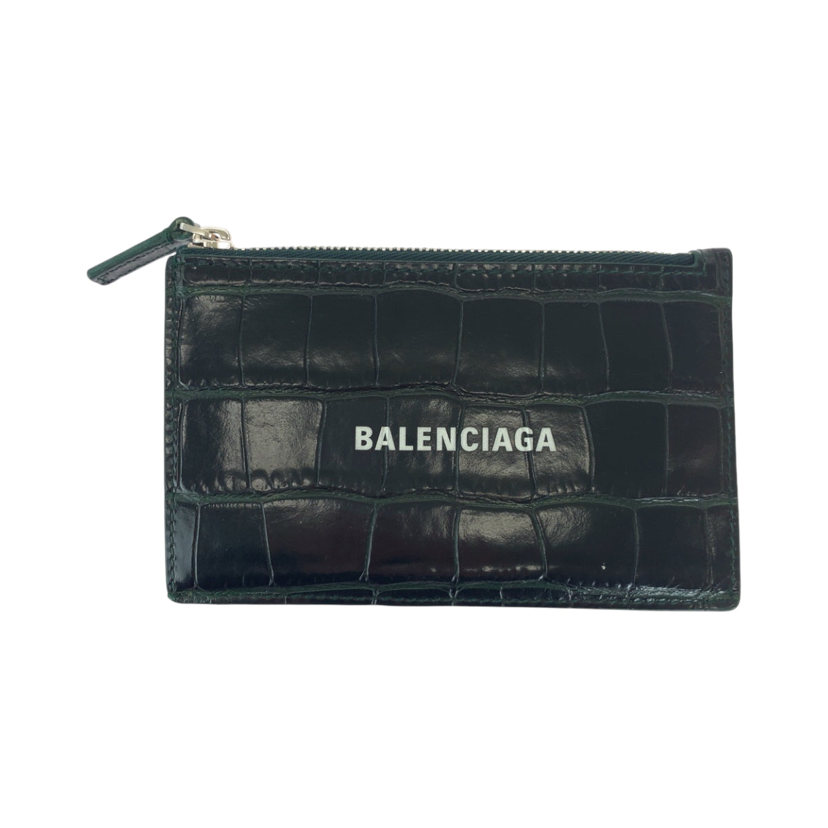 19955
BALENCIAGA バレンシアガ クロコ型押し ブラック 黒 グリーン シルバー金具 レザー 640535 コンパクトウォレット フラグメントケース  メンズ ABP