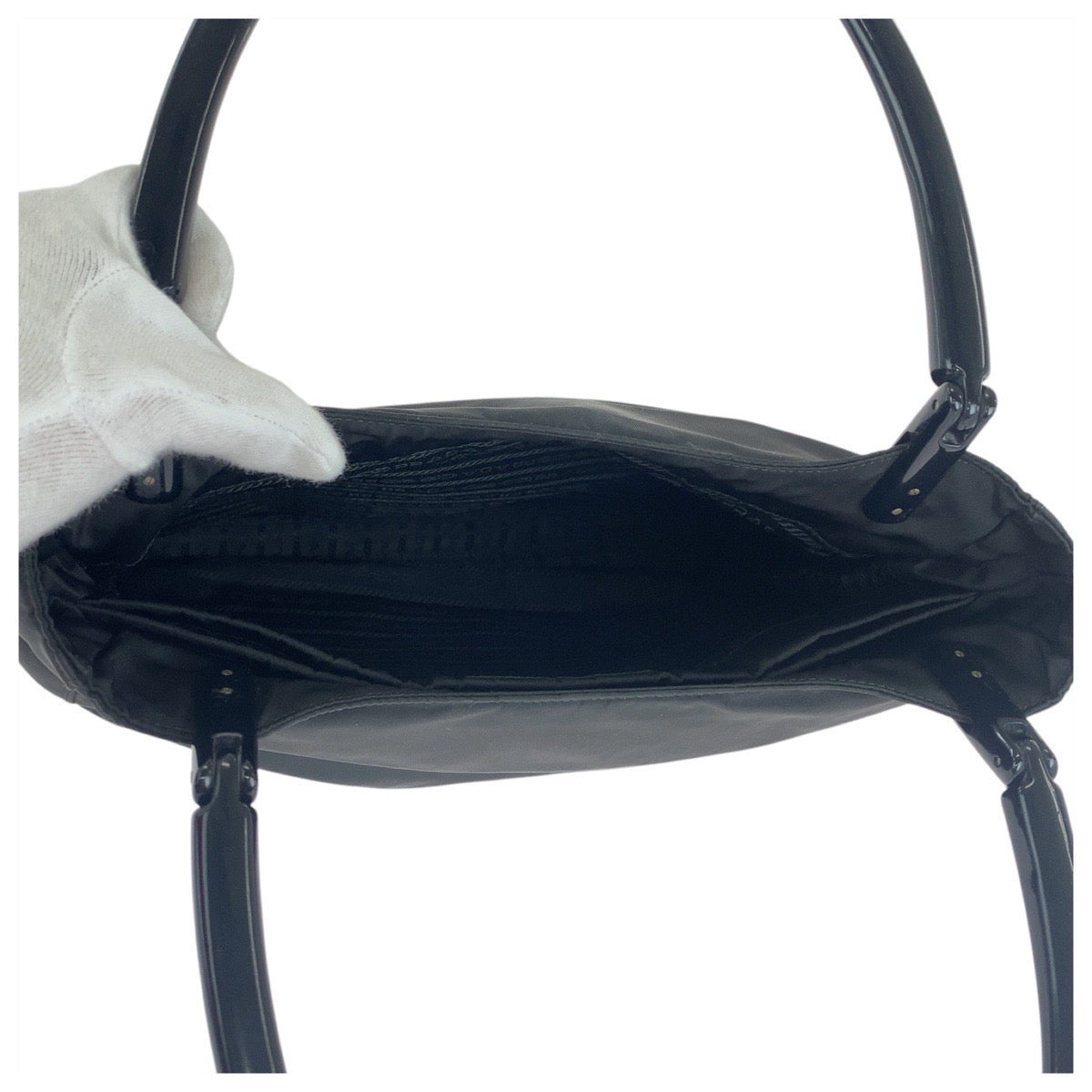 19959
PRADA プラダ テスート 三角ロゴプレート ブラック 黒 シルバー金具 ナイロン / プラスチック トートバッグ ショルダーバッグ  レディース ABP