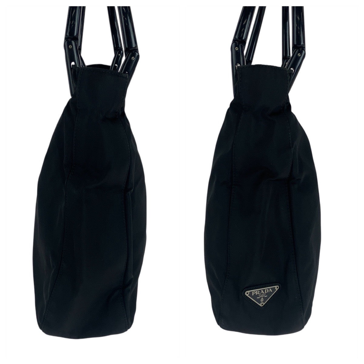 19959
PRADA プラダ テスート 三角ロゴプレート ブラック 黒 シルバー金具 ナイロン / プラスチック トートバッグ ショルダーバッグ レディース ABP
