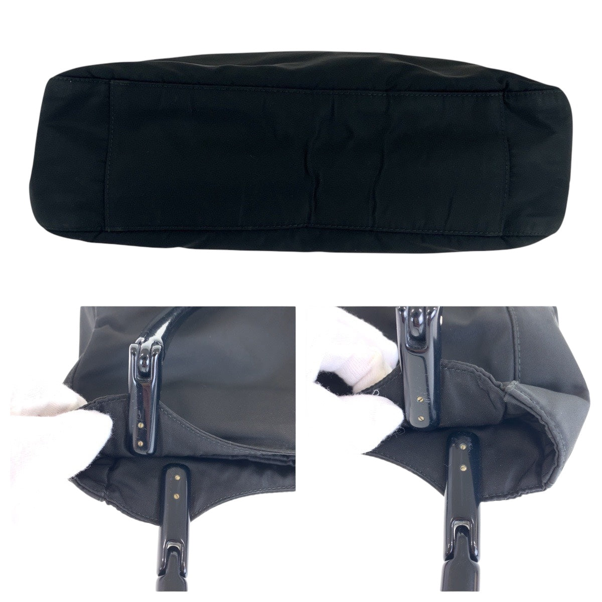 19959
PRADA プラダ テスート 三角ロゴプレート ブラック 黒 シルバー金具 ナイロン / プラスチック トートバッグ ショルダーバッグ レディース ABP
