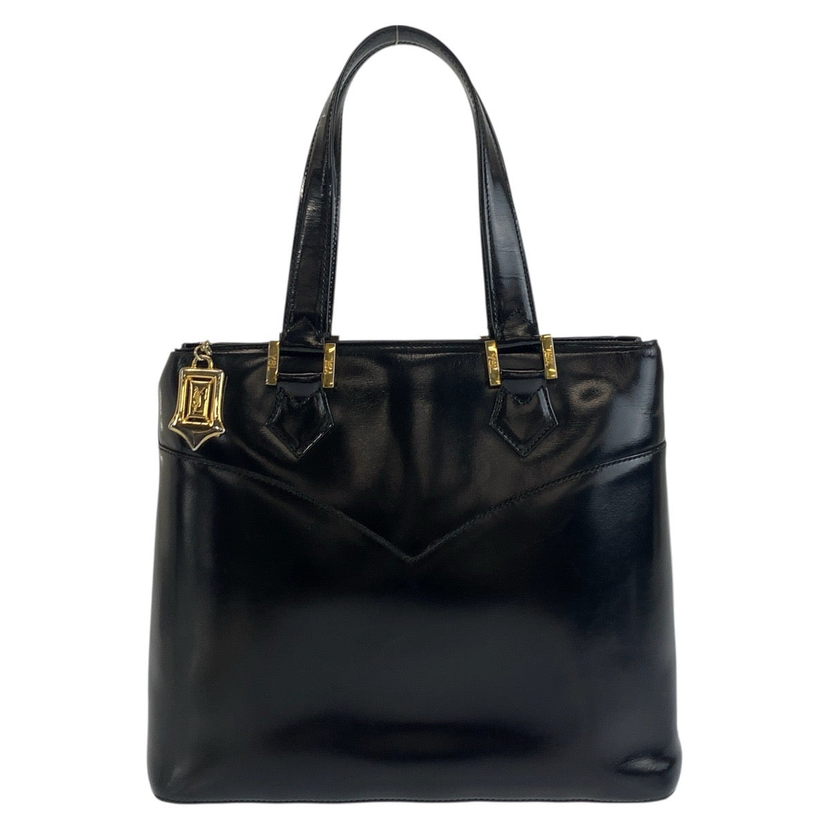 19986
YVES SAINT LAURENT イヴ サンローラン ヴィンテージ YSL ブラック 黒 ゴールド金具 レザー ハンドバッグ レディース ABP27