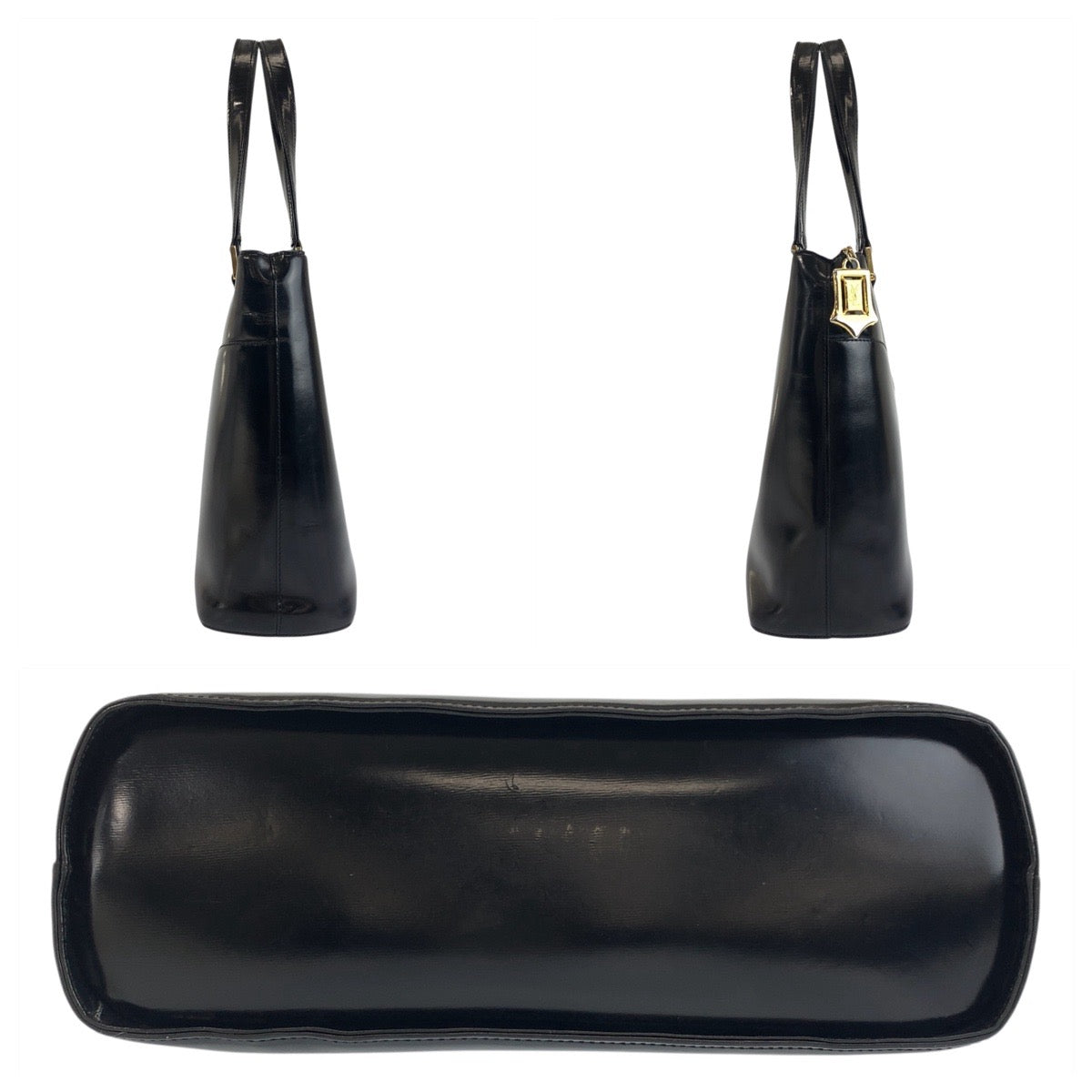19986
YVES SAINT LAURENT イヴ サンローラン ヴィンテージ YSL ブラック 黒 ゴールド金具 レザー ハンドバッグ レディース ABP27