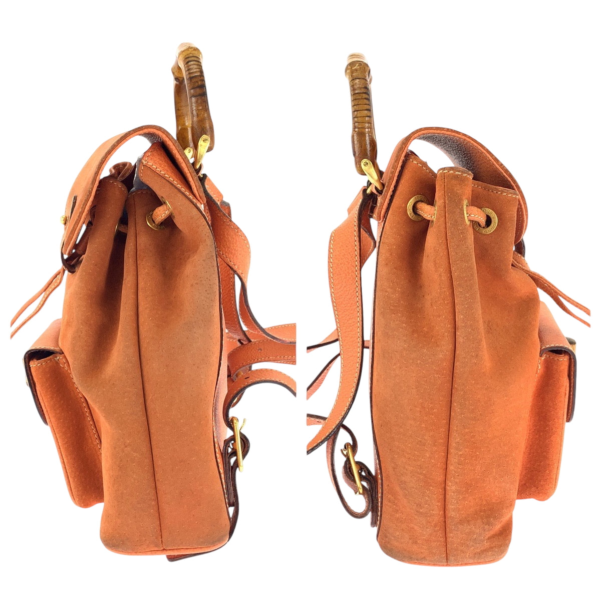 19989
GUCCI グッチ バンブー オレンジ ブラウン ゴールド金具 スウェード 003 3444 0030 リュックサック バックパック レディース AB