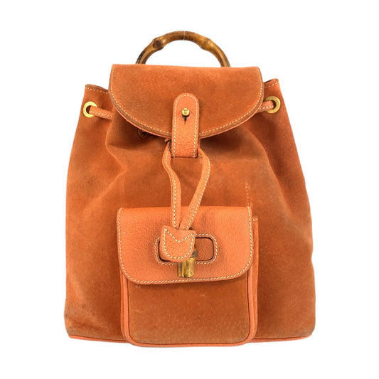 19989
GUCCI グッチ バンブー オレンジ ブラウン ゴールド金具 スウェード 003 3444 0030 リュックサック バックパック レディース AB
