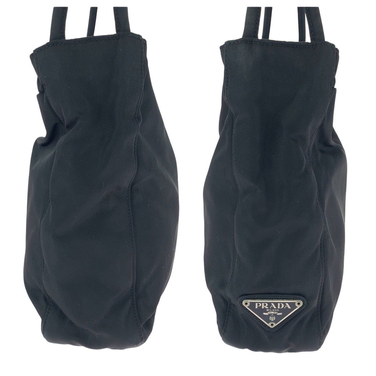 19991
PRADA プラダ テスート 三角ロゴプレート ブラック 黒 シルバー金具 ナイロン トートバッグ ハンドバッグ レディース ABP28