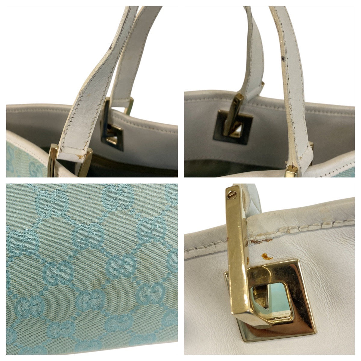 19998
GUCCI グッチ ミント ライトブルー ゴールド金具 GGキャンバス / レザー 002 1098 トートバッグ ショルダーバッグ レディース AB28