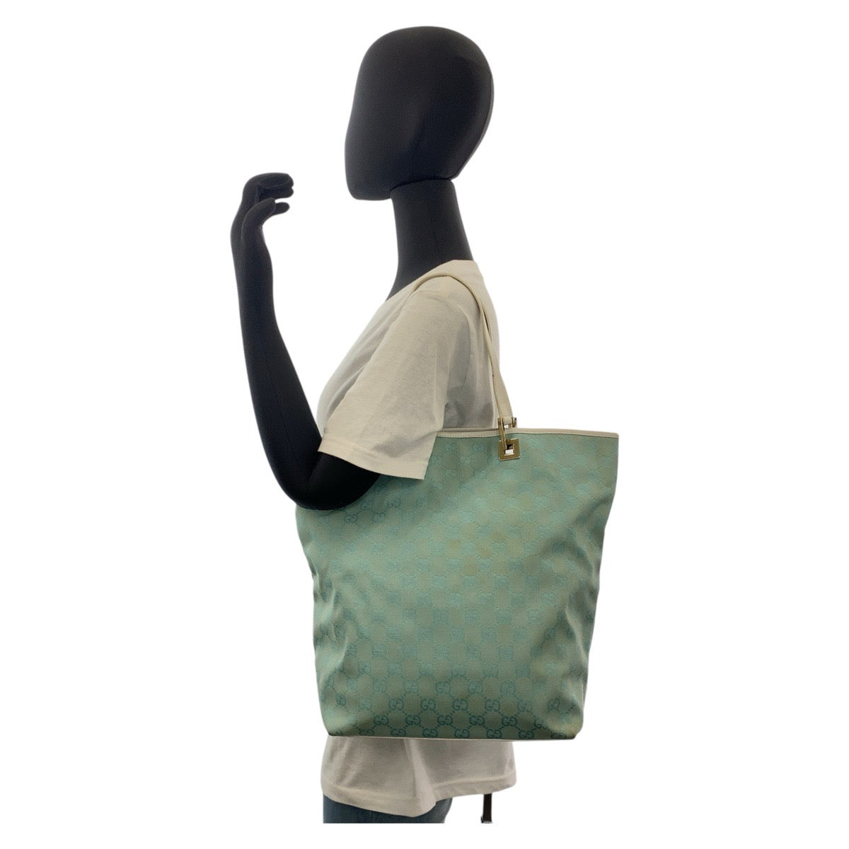 19998
GUCCI グッチ ミント ライトブルー ゴールド金具 GGキャンバス / レザー 002 1098 トートバッグ ショルダーバッグ レディース AB28