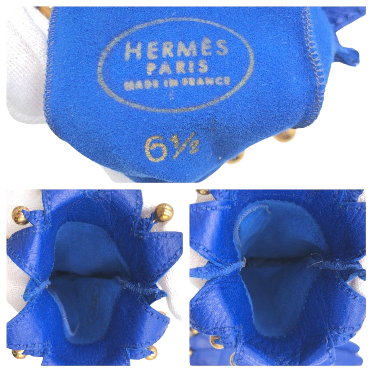 19999
HERMES エルメス ブルー レザー 手袋 グローブ レディース A16