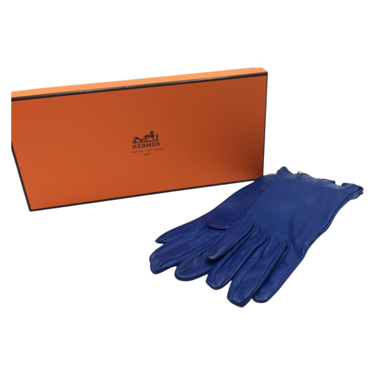 19999
HERMES エルメス ブルー レザー 手袋 グローブ レディース A16