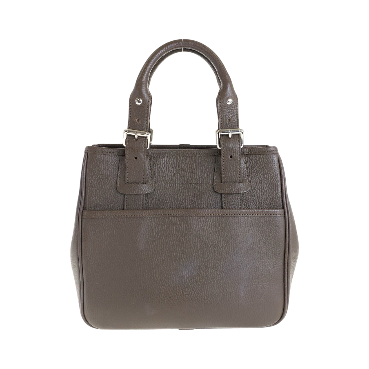 20008
BURBERRY バーバリー 中チェック柄 ブラウン シルバー金具 レザー トートバッグ ハンドバッグ レディース AB