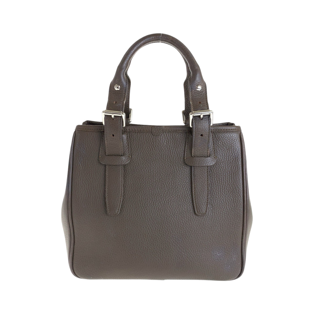 20008
BURBERRY バーバリー 中チェック柄 ブラウン シルバー金具 レザー トートバッグ ハンドバッグ レディース AB