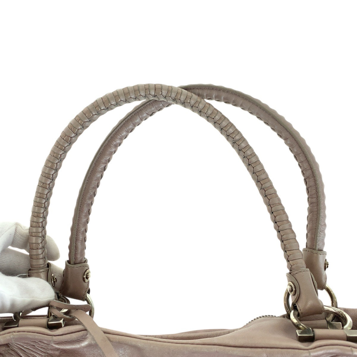 20015
Salvatore Ferragamo サルヴァトーレフェラガモ ガンチーニ ピンク シルバー金具 レザー トートバッグ ショルダーバッグ レディース AB