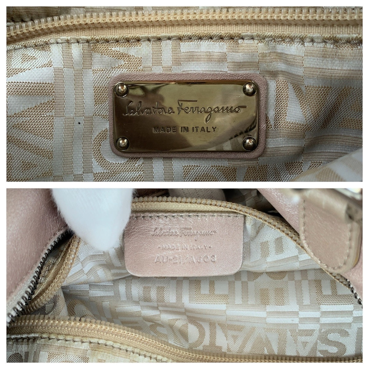 20015
Salvatore Ferragamo サルヴァトーレフェラガモ ガンチーニ ピンク シルバー金具 レザー トートバッグ ショルダーバッグ レディース AB