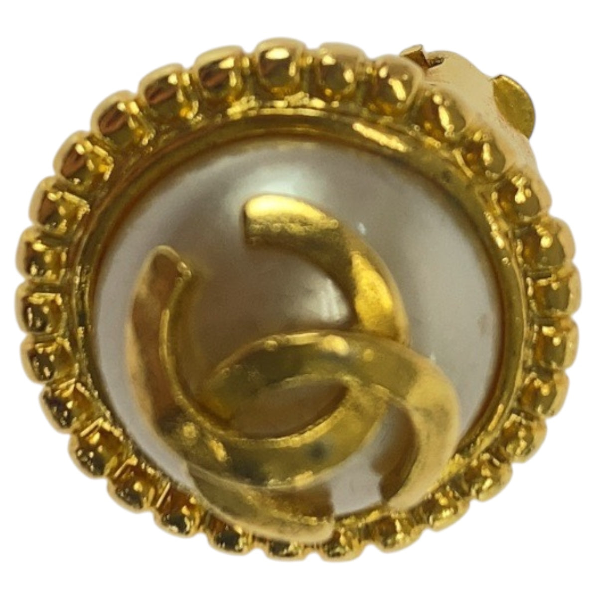 20022
CHANEL シャネル ヴィンテージ ココマーク フェイクパール ゴールド ホワイト メッキ / フェイクパール イヤリング 95A刻印 レディース ABP38