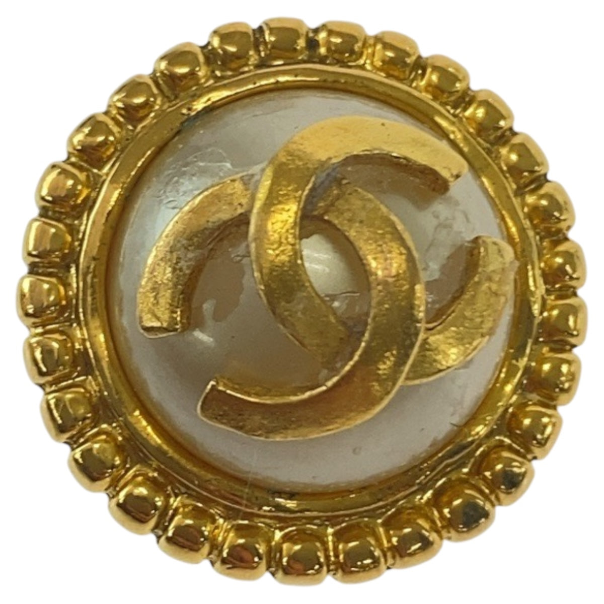 20022
CHANEL シャネル ヴィンテージ ココマーク フェイクパール ゴールド ホワイト メッキ / フェイクパール イヤリング 95A刻印 レディース ABP38