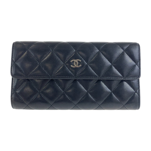 20025
CHANEL シャネル マトラッセ ココマーク ブラック 黒 シルバー金具 ラムスキン 長財布 ロングウォレット レディース ABP62