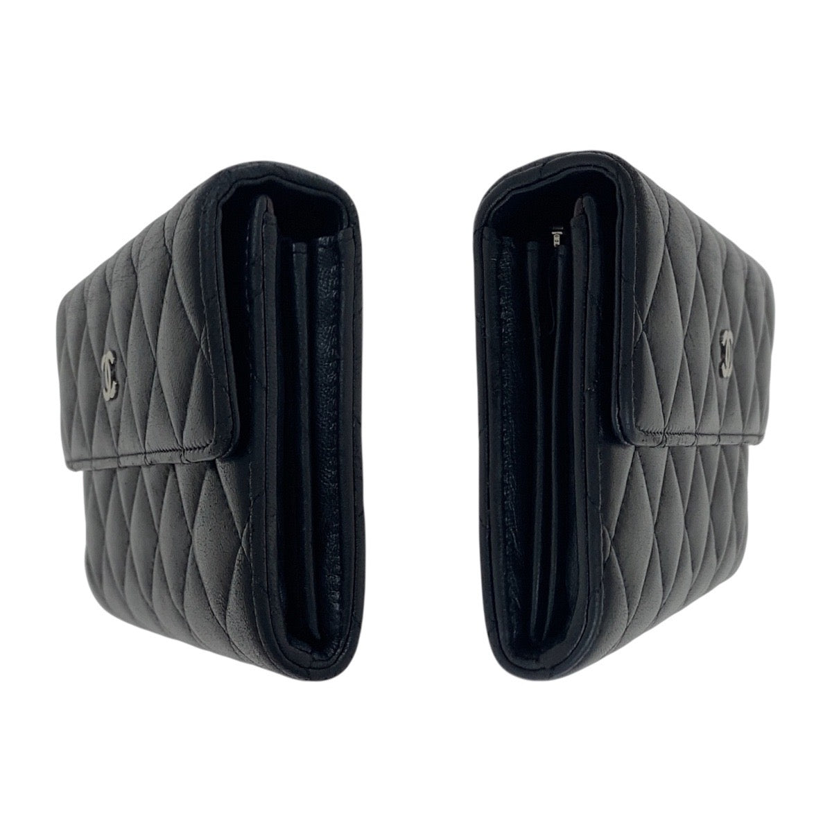 20025
CHANEL シャネル マトラッセ ココマーク ブラック 黒 シルバー金具 ラムスキン 長財布 ロングウォレット レディース ABP62