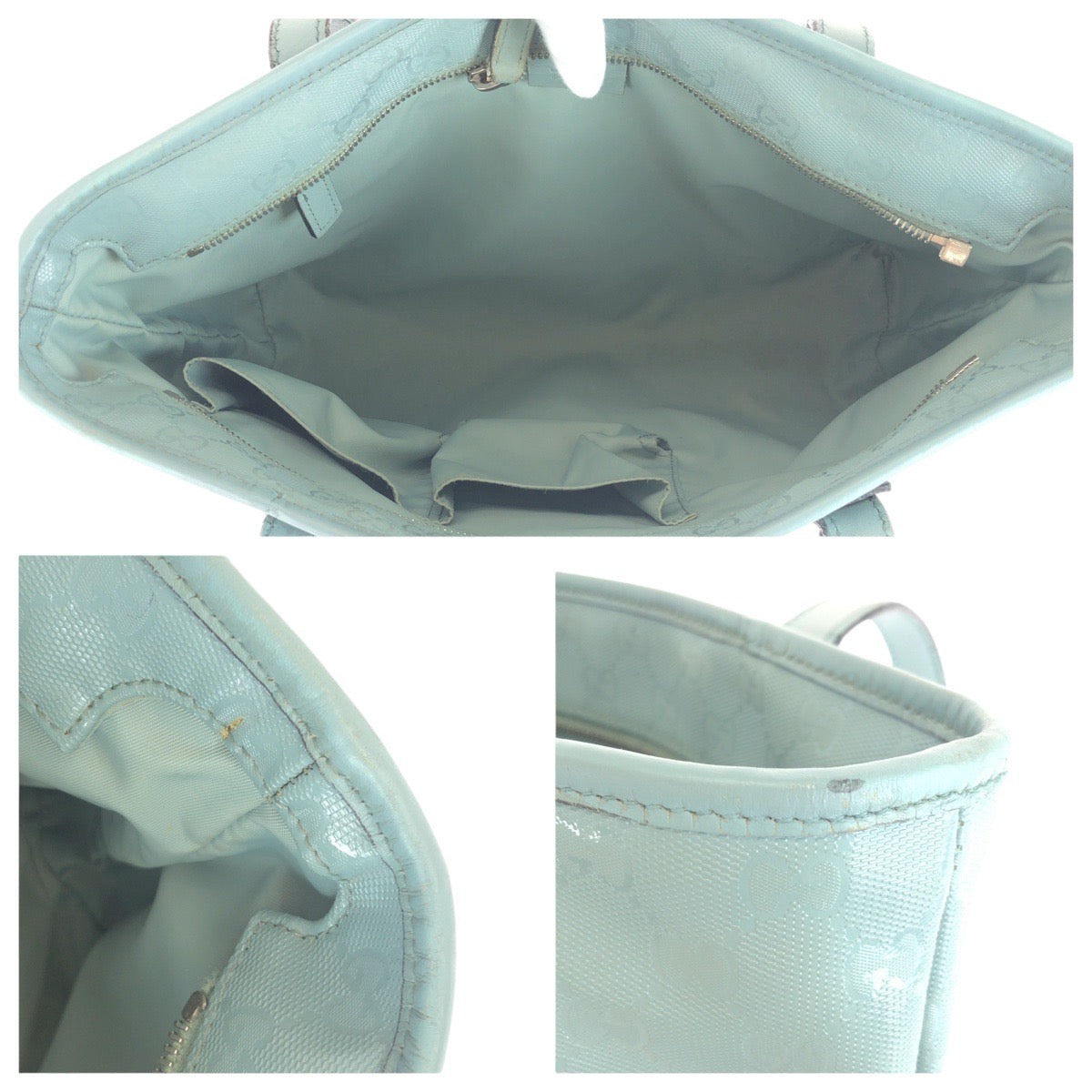 20029
GUCCI GG Imprime Light Blue Silver Hardware Leather 211138 Tote Bag Shoulder Bag Ladies B20