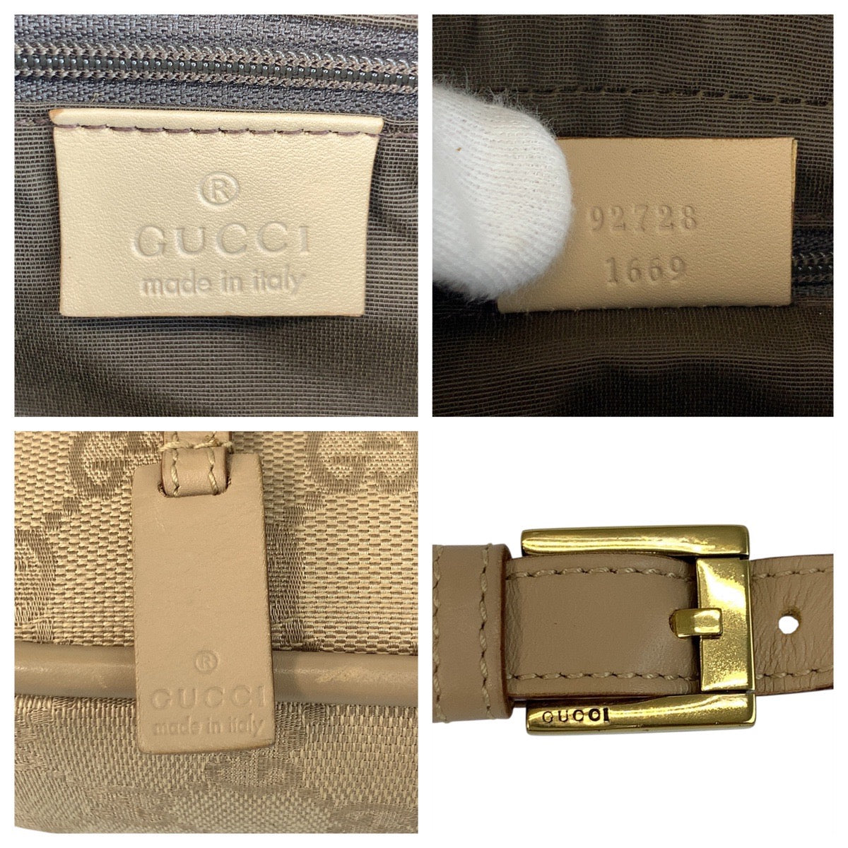 20030
GUCCI グッチ ベージュ ゴールド金具 GGキャンバス / レザー 92728 ショルダーバッグ レディース ABP38
