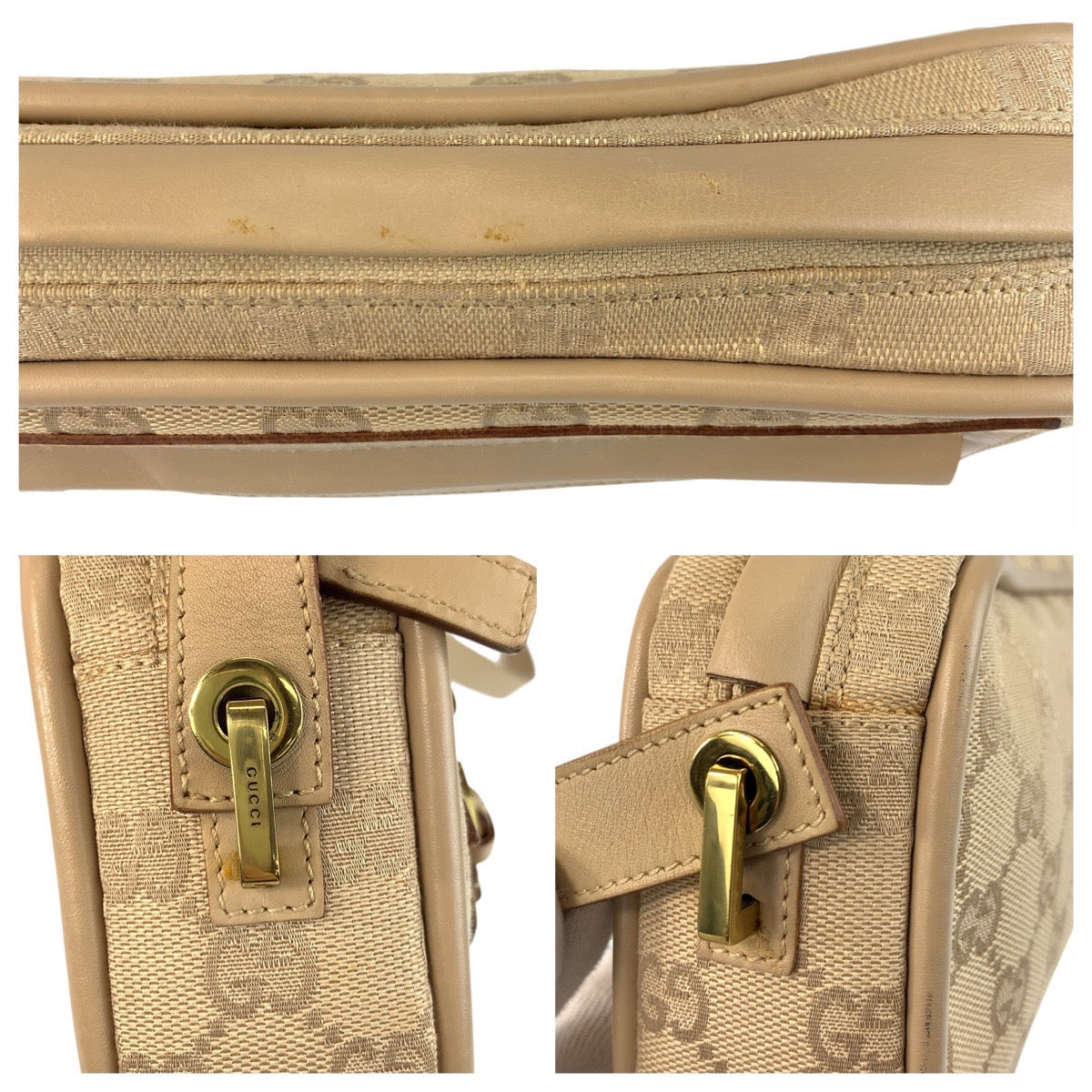 20030
GUCCI グッチ ベージュ ゴールド金具 GGキャンバス / レザー 92728 ショルダーバッグ レディース ABP38