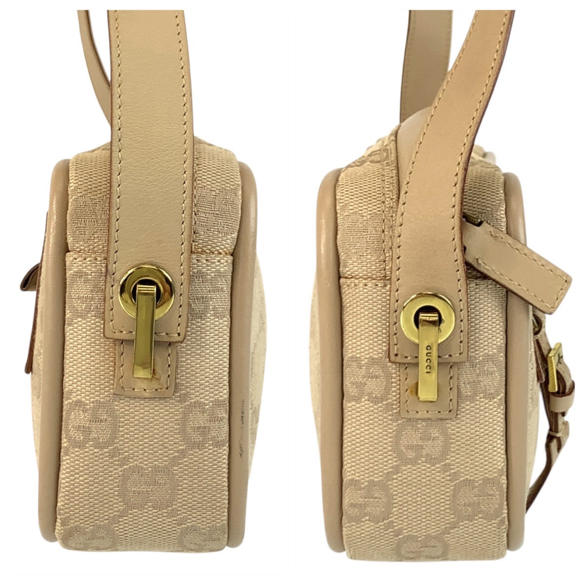 20030
GUCCI グッチ ベージュ ゴールド金具 GGキャンバス / レザー 92728 ショルダーバッグ レディース ABP38